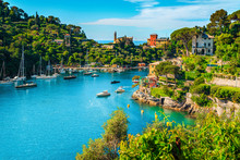 Mediterranean Cityscape With Spectacular Harbor, Portofino, Liguria, Italy, Europe