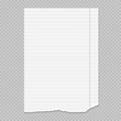 © flas100 - Torn white note, notebook paper sheet stuck on squared grey background. Vector illustration