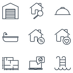 Poster - Real Estate Set icon template color editable. Real Estate pack symbol vector sign isolated on white background illustration for graphic and web design.
