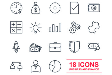 Poster - Business and finance Set icon template color editable. Business and finance pack symbol vector sign isolated on white background illustration for graphic and web design.