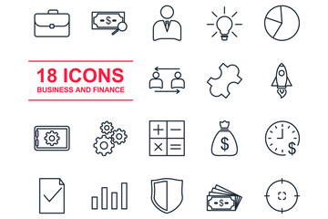 Aufkleber - Business and finance Set icon template color editable. Business and finance pack symbol vector sign isolated on white background illustration for graphic and web design.