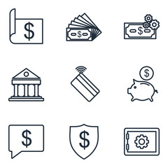 Leinwandbilder - Money and finance Set icon template color editable. payments elements pack symbol vector sign isolated on white background illustration for graphic and web design.