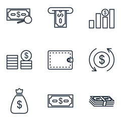 Aufkleber - Money and finance Set icon template color editable. payments elements pack symbol vector sign isolated on white background illustration for graphic and web design.