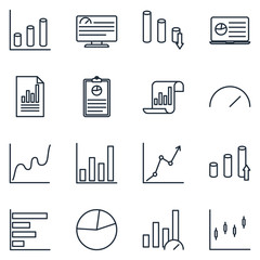 Fototapete - financial and graph Set icon template color editable. statistics, analytics pack symbol vector sign isolated on white background illustration for graphic and web design.