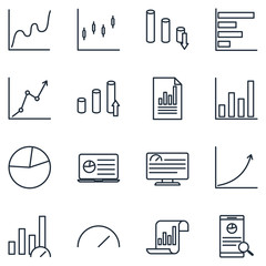 Fototapete - financial and graph Set icon template color editable. statistics, analytics pack symbol vector sign isolated on white background illustration for graphic and web design.