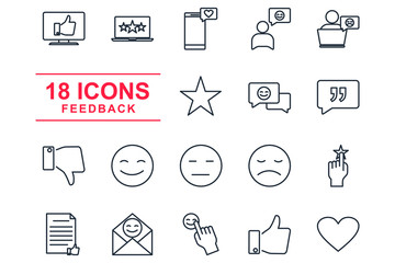 Aufkleber - Feedback Set icon template color editable. rating pack symbol vector sign isolated on white background illustration for graphic and web design.