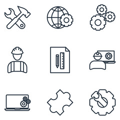 Aufkleber - SEO Set icon template color editable. Enginering pack symbol vector sign isolated on white background illustration for graphic and web design.