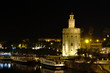Torre del Oro of Seville by the Guadalquivir at night