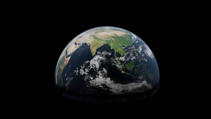earth rendered in 3d on isolated black background