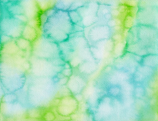 Hand painted, green, blue, splashy, watercolor background texture