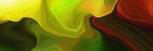 Horizontal Artistic Colorful Abstract Wave Background With Very Dark Green, Yellow Green And Golden Rod Colors. Can Be Used As Texture, Background Or Wallpaper