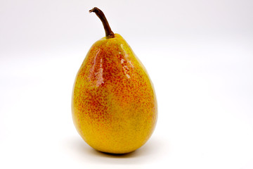 juicy yellow-red pear on a white background