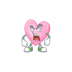 Sticker - angry face of pink love cartoon character style