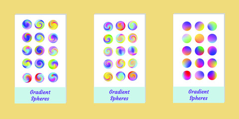 Wall Mural - Set of round Vector Gradient. Multicolor Sphere. Modern abstract background texture. Template for design. Isolated objects.