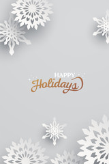 Wall Mural - Holiday paper snowflakes banner. Vector Illustration.