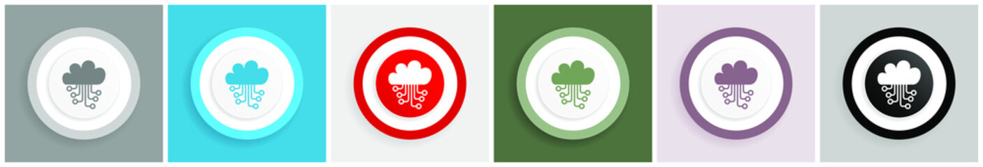 Aufkleber - Cloud computing icon, technology, circuit, data vector illustrations in 6 colors options for web design and mobile applications in eps 10