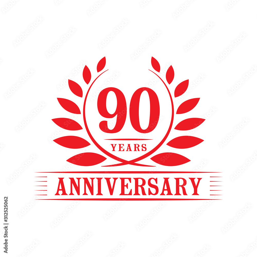 90 years logo design template. Ninetieth anniversary vector and ...