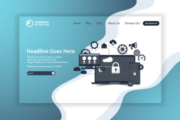 Wall Mural - flat design website landing page vector template