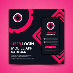 Wall Mural - mobile user login app template design vector