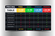 Pricing Table Template banner with five Plan Dark Design