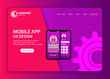 Mobile app ux design landing page vector template concept