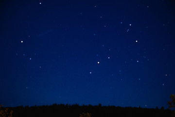 milky way stars on a dark night sky. blurred, out of focus image.