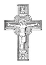 Old Crucifix / Vintage Illustration From Brockhaus Konversations-Lexikon 1908