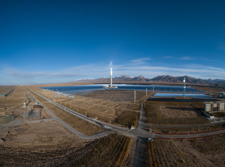 Wall Mural - Aerial view of solar thermal plant