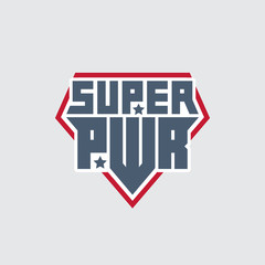 Super Power. Print for t-shirt with original lettering. Superhero logo template.