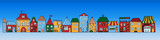 Fototapeta  - Color vector doodle style houses. Collection of cute hand-drawn