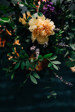 Close Up Of Flower Bouquet In The Dark