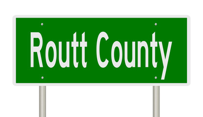 Rendering of a green 3d highway sign for Routt County