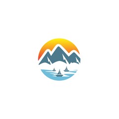 Wall Mural - Lake Logo Mountain Vector Images