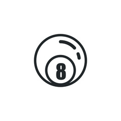 Aufkleber - Eight Ball Billiards icon template color editable. Pool Eight Ball symbol vector sign isolated on white background illustration for graphic and web design.