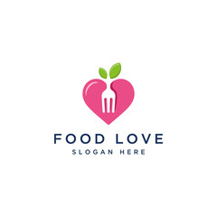 Wall Mural - Restaurant or logo design hearts with forks and leaves