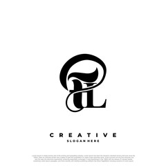 Logo Text Initial Letter FL Luxury Monogram. overlapping interlock logo, monogram line art style.