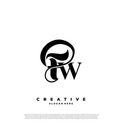 Wall Mural - Logo Text Initial Letter FW Luxury Monogram. overlapping interlock logo, monogram line art style.