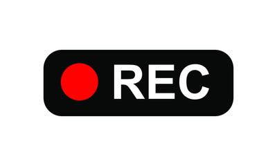 Recording sign, red panel, rec. vector illustration