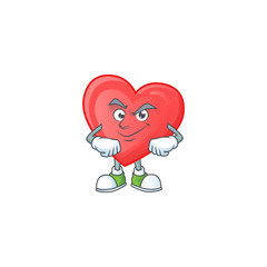 Sticker - Red love mascot cartoon character style with Smirking face