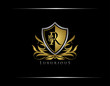© bintank - Golden R Luxury Shield Logo Design