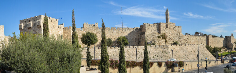 Panorama of Jerusalem, the walls of the Old city.