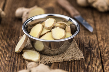 Wall Mural - Portion of fresh Ginger (selective focus; close-up shot)