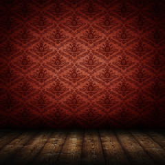Wall Mural - dark interior room with baroque wallpaper