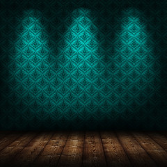 Wall Mural - dark interior room with baroque wallpaper