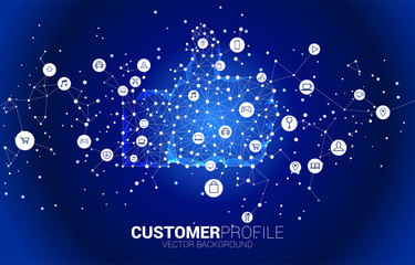 Poster - thumb up icon from dot connect line polygon network. concept of customer satisfaction , client rating and ranking.
