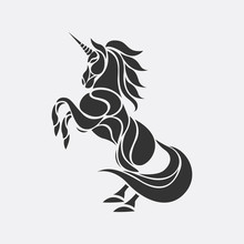 Unicorn Silhouette Icon Logo Vector, Horses Tattoo.