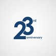 23 Years Anniversary emblem template design with dark blue number style
