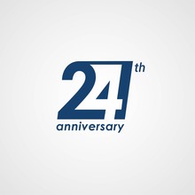 24 Years Anniversary Emblem Template Design With Dark Blue Number Style