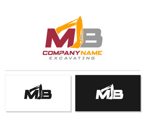 Initial M B excavator logo concept vector with arm excavator template vector.