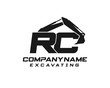 Initial RC excavator logo concept vector with arm excavator template vector.